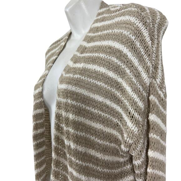 Soft Surroundings Lucie Striped Open Long Knit Cardigan Sweater Cotton Blend S - Picture 10 of 16